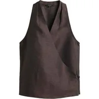 OPUS Blusenshirt braun,Casual,Leinen,Unifarben,Neckholder,Ärmellos,Slim Fit