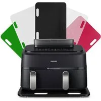 AREA17 Küchenmaschinen Zubehör-Set Acryl Gleitbrett für Philips Steam Airfryer 5000 Series, 44x35cm, Zubehör für Dual Basket Heißluftfritteuse, Farbwahl, rutschfest & verschiebbar, sicherer Stand, einfache Handhabung