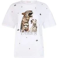 Liu Jo T-Shirt - Damen T-Shirt - Print Shirt mit Schmuckdetails - Rundhals Kurzarm