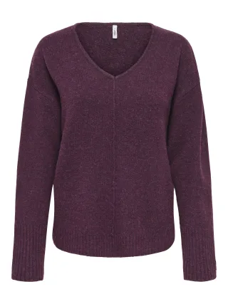 ONLY - ONLWHITNEY LIFE LS V-NECK KNT mauve wine - Gr. - S
