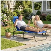 Outsunny Gartenliege Liege, 1 St., Klappbare Sonnenliege mit Gesichtsloch