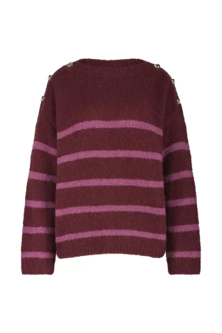 Studio Anneloes - Suzette stripe pullover bordeaux/orchid - Gr. - M