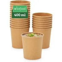 wisefood Einweggeschirr-Set 500-tlg., Bio-Take-Away-Becher, 400 ml, (500-tlg), Papier