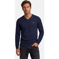 U.S. Polo Assn. V-Ausschnitt-Pullover Longsleeve USPhil – Herren V-Neck Classic Fit mit Logo-Stickerei Angenehme Baumwollmischung, weiches Material und sportiver Look