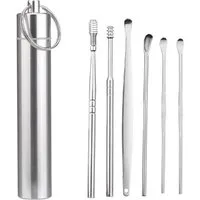 COOL-i ® Ohrenreiniger Edelstahl Ohrenreiniger Set – 6-teiliges, wiederverwendbares & rostfreies Ohrreinigungswerkzeug