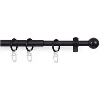 Bestlivings Gardinenstange mit dekorativen Endstücken 120-220 cm, Ø 16 mm, 1-läufig, ausziehbar, Wandträger, verschraubt, Metall, inkl. Ringe mit Faltlegehaken und Befestigungsmaterial