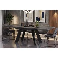 Endo-Moebel Esstisch Como Esstisch 130–210cm ausziehbar für 8 Personen, Tischbeine schwarz, Ausziehbar 130-210 cm (2x40 cm), Platte 36mm, 4 Beine, schwarz matt