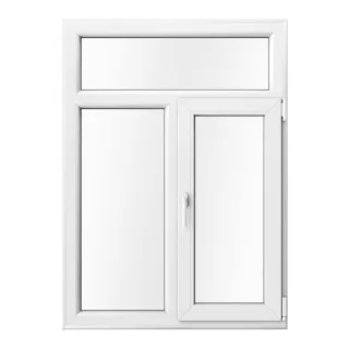 Kunststofffenster Holzoptik mit Oberlicht, aluplast IDEAL® 4000, Mahagoni außen, Weiß innen, 100x140 cm, individuell konfigurieren