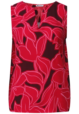 Street One - Top mit Strukturmix und Print salsa red - Gr. - 40