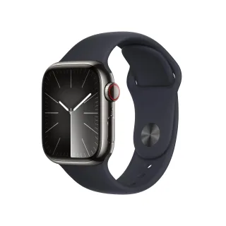 Apple Watch Series 9 [GPS + Cellular inkl. Sportarmband M/L mitternacht] 41mm Edelstahlgehäuse graphit