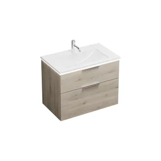 Burgbad Mineralguss Waschtisch-Set Eqio Eiche Dekor Flanelle/Alpinweiss, SEZE082F2632C0001 SEZE082F2632C0001