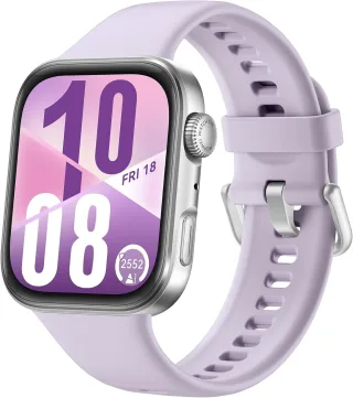 Huawei Watch Fit 4 [inkl. Kautschuk-Armband violett] 43mm Aluminiumgehäuse silber