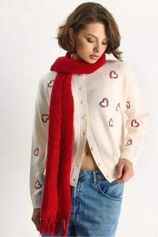Langer Strickcardigan mit Knopfkragen