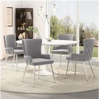 Flieks Esszimmerstuhl (Set, 4 St), 4er Set Polsterstühle Küchenstühle Samt Wohnzimmer Metallbeine