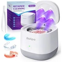 Rolipo Ultraschallreiniger Ultraschallreinigungsgerät Zahnschiene 320ML,45000Hz, Retainer Cleaner mit 4U-V Lampe,Ultrasonic Cleaner