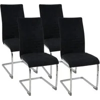 Albatros International Freischwinger Freischwinger LUGANO 4er Set Schwarz Modernes Design Stoff (4er Set, Schwarz), Esszimmerstuhl Schwingstuhl mit modernem Design, dicke Polsterung