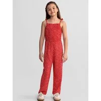 MINOTI Jumpsuit Jumpsuit mit weißem Blumenmuster in rot (3y-14y)