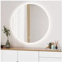 WDWRITTI Schminkspiegel Kosmetikspiegel mit LED beleuchtung Rund 60cm 50cm Wandmontage (Wandspiegel Badspiegel, Touch, Wandschalter), 3000/4000/6500K, Helligkeit dimmbar, Memory