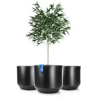 BigDean Blumentopf 3er Set "Style" – Rundkübel inkl. Innentopf, verschiedene Größen (Set, 3 St., Pflanztöpfe), Nordisch Winterfest & Südlich Sommerresistent, Von Kräutern bis Palmen