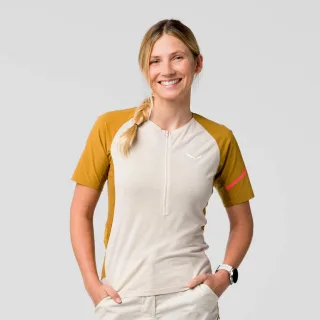 SALEWA - Vento Merino Half Zip T-Shirt Damen - Beige (Gr.34)
