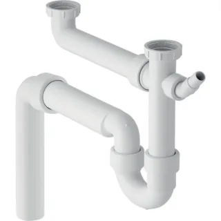 Geberit Spültisch-Ablauf G1 1/2x50 mm weiß in PP Universal-Abgangsbogen für zwei Becken 152553111