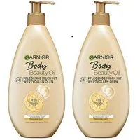 GARNIER Körpermilch Body Oil Beauty, nährende Öl Milch/Körper Öl mit 4 wertvollen Ölen, 2-tlg.