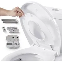 Arebos WC-Sitz Toilettendeckel Oval mit Kindersitz Softclose, Ovaler WC-Sitz mit Kindersitz, Softclose und Quick-Release