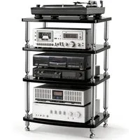 XERSEK Media-Regal HiFi Rack AV-Regal Phonoschrank Verstärker-Rack TV-Ständer 60×52×83 cm, 4-Stöckiges, Abstand Individuell Verstellbar für HiFi-Geräte