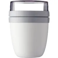Mepal Lunchbox Lunchpot mini Ellipse, praktischer Müslibecher to go, Nordic White, Polypropylen (PP), PCTG, geeignet für Tiefkühler, Mikrowelle & Spülmaschine