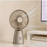 MOPUEA Tischventilator Akku Tischventilator USB Mini Ventilator mit LED Display leise 5Stufen, Mobile, Oszillierender Verstellbarer Neigungswinkel Luftzirkulator