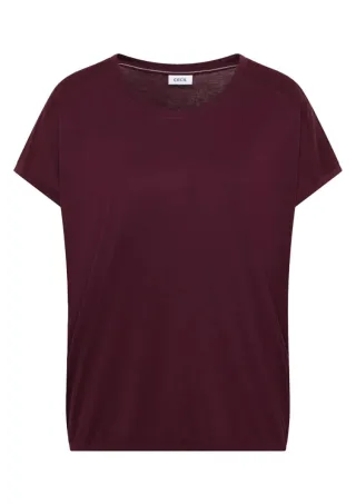 Cecil - T-Shirt mit V-Neck und Spitzendetail rot - Gr. - XS