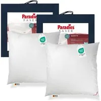 Paradies Kunstfaserkopfkissen 2 Stück Paradies Softy Kopfkissen Kissen Faserkissen 80x80 waschbar, Füllung: Paradies Fill Fasertechnologie für dauerhaft bauschiges Volumen, 100% Polyester, Bezug: 100% Baumwolle, veredelt mit Aloe Vera, Bauchschläfer,