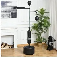 HOMCOM Standboxsack mit 2 Speedbällen Reflexstange Basis 160-230cm höhenverstellbar (Standbox-Trainer, 1-tlg., Boxstand), Geeignet für Erwachsene Jugendlichen Schwarz
