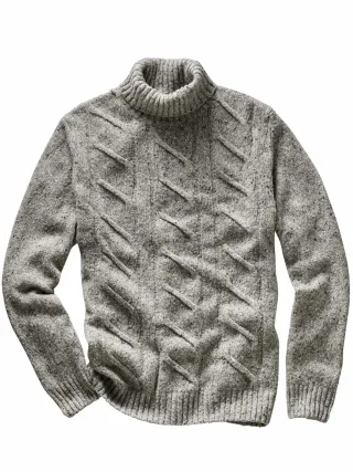 Mey & Edlich Herren Fischerseil-Pullover Grau 60 % Wolle, 20 % Viskose, 20 % Polyamid