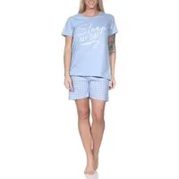 Normann Pyjama Normann Damen Schlafanzug Shorty kurzarm mit gepunkteter Pyjamahose