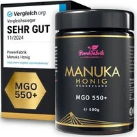 PowerFabrik Honig Manuka Honig MGO 550+, 500g, Original aus Neuseeland, im Glas, HALAL, 1 x