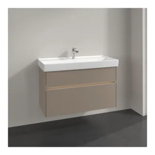 Villeroy und Boch Collaro Waschtischunterschrank C011B0VM 95,4x54,6x44,4cm, Waschbecken mittig, LED-Beleuchtung 7W, taupe