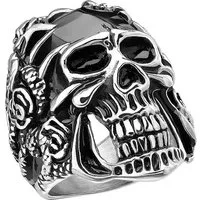 Taffstyle Fingerring Herren Biker Ring Totenkopf Maske Klauen schwarz, Edelstahl Massiv Breit Herrenring Männer Biker Rocker Totenschädel