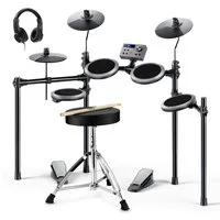 Donner E-Drum Kinder Elektronisches Schlagzeug Set Leises Mesh Pads DED-70,Komplettset, Kopfhörer Sticks Drumhocker, für Anfänger Kinder von 4-14 Jahren mit Kopfhörer 4-14