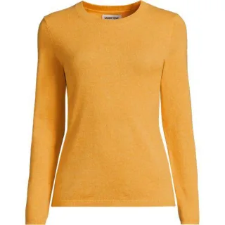 Kaschmir-Pullover mit rundem Ausschnitt, Damen, size: regular, Grün, Kaschmir, by Lands' End