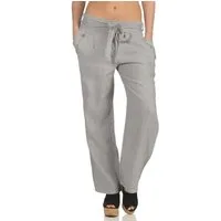 malito more than fashion Leinenhose malito Damen Hose aus Leinen, Stoffhose in Unifarben, feine Freizeit feine Leinen Hose mit Stoffbindegürtel