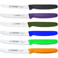 GIESSER Tomatenmesser Brötchenmesser 8365 wsp 11-6, 6er Set bunt gemischt, 3mm Wellenschliff, extrem Scharf