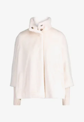 zero - Fellimitat-Jacke mit Stehkragen eggnog - Gr. - 40