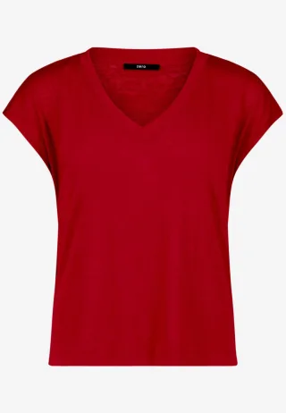 zero - Basic T-Shirt mit V-Ausschnitt rot - Gr. - 36