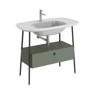 VitrA Plural Set 100 cm Waschtischunterbau mit 1 Vollauszug Weiß Hochglanz,80462 80462