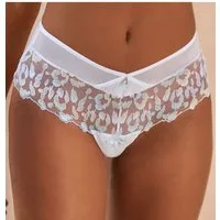 JETTE Panty aus Stickereispitze mit Glitzer-Effekten und zartem Mesh, Reizwäsche