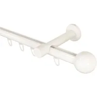 iso-design Gardinenstange Innenlauf 20 mm weiß Endstück Kugel Wandabstand 8 cm, Ø 20 mm, 1-läufig, Fixmaß, mit Bohren, Aluminium