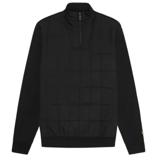Lyle & Scott Hybrid Quilted Black Half-Zip-Sweatshirt