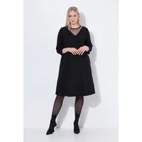 Ulla Popken Midikleid Midikleid Mesh-Einsatz Rundhals 3/4-Arm
