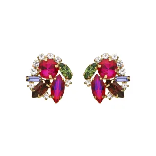 Luxenter lila Kristall-Ohrringe aus 18k Gelbgold - Mutaj